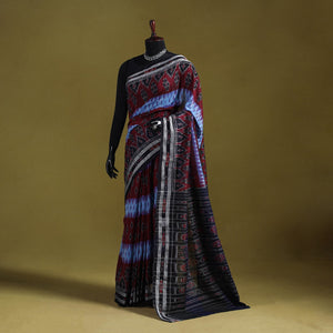 Maroon - ikat handloom pure cotton sambalpuri saree 10