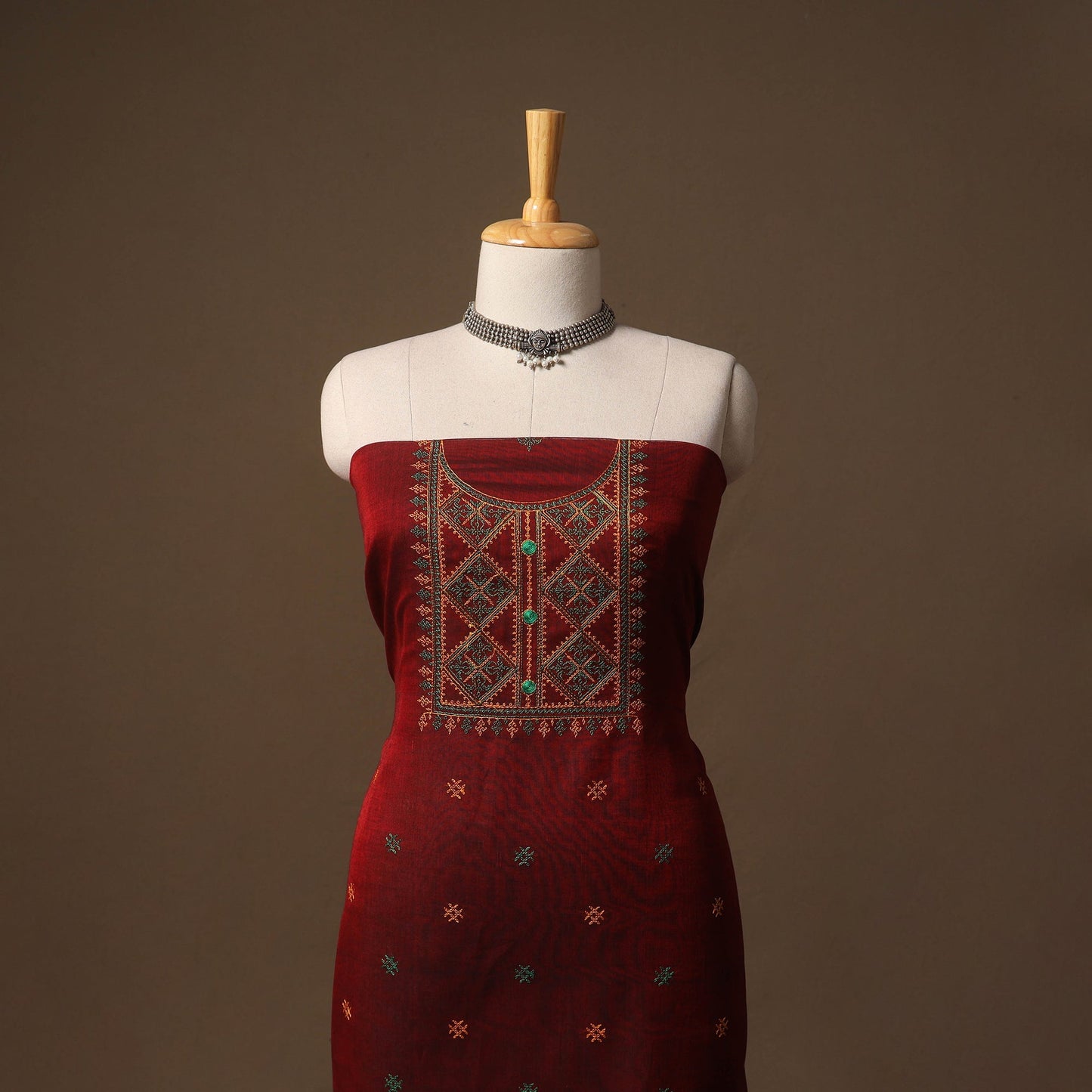 Ilkal kasuti embroidery cotton 3pc unstitched dress