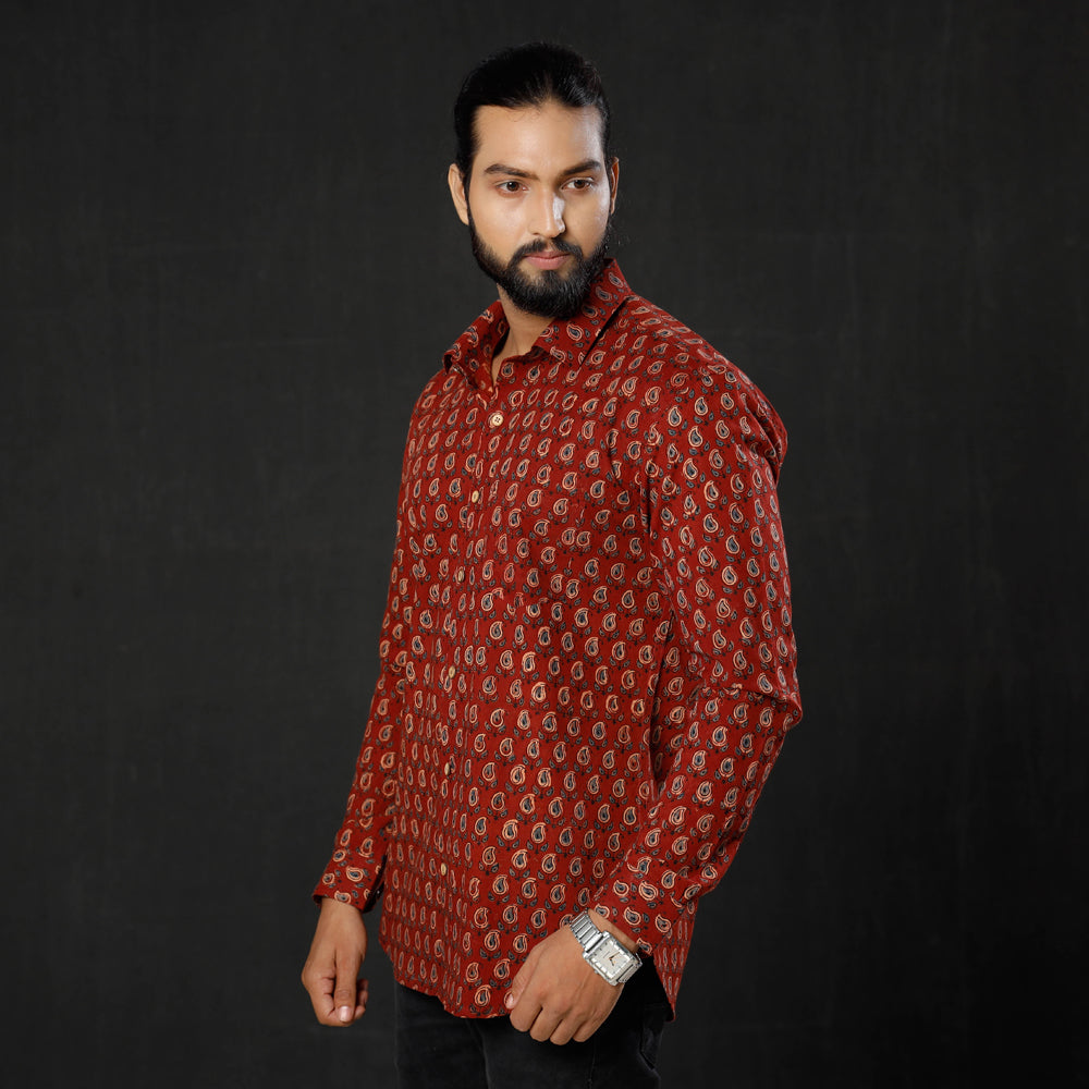  iTokri Casuals - Ajrakh Printed Cotton Men Full Sleeve Shirt 