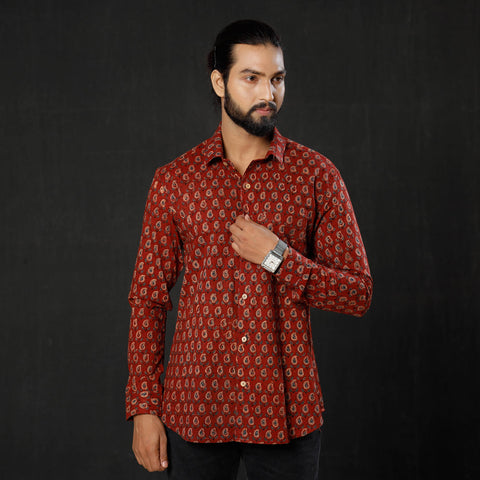  iTokri Casuals - Ajrakh Printed Cotton Men Full Sleeve Shirt 