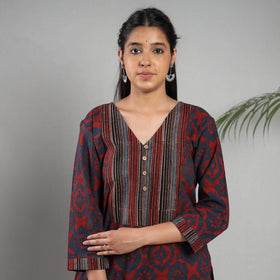  Ajrakh Block Printing Cotton Kurta with Palazzo Set 