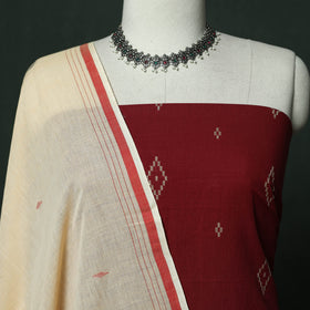 Jacquard cotton 2pc unstitched dress material with earrings