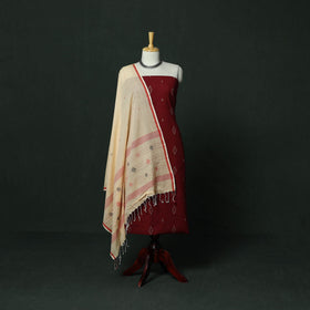 Jacquard cotton 2pc unstitched dress material with earrings