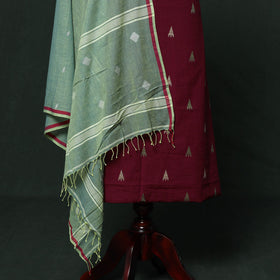 Jacquard cotton 2pc unstitched dress material with earrings