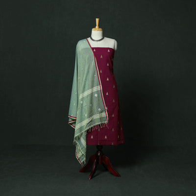 Jacquard cotton 2pc unstitched dress material with earrings