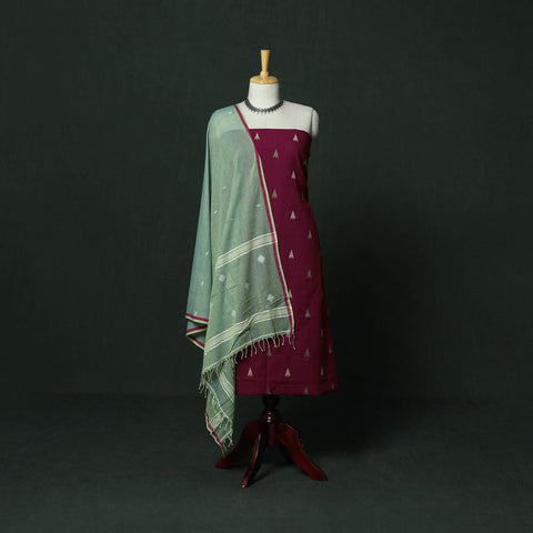 Jacquard cotton 2pc unstitched dress material with earrings