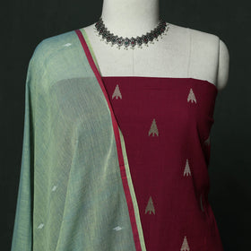 Jacquard cotton 2pc unstitched dress material with earrings