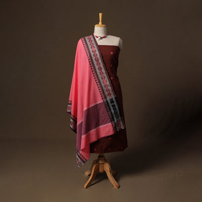 Jacquard cotton 2pc unstitched dress material kurta set