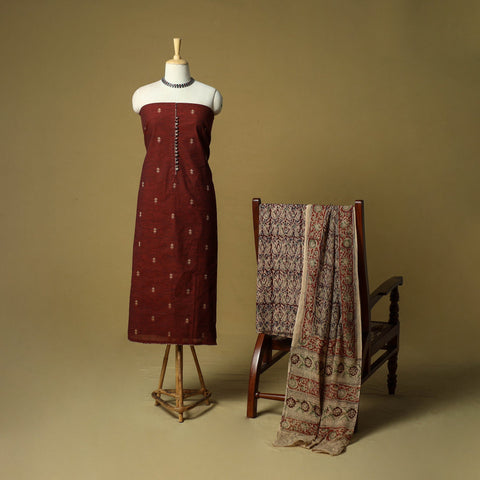Jacquard cotton 3pc unstitched dress material 77
