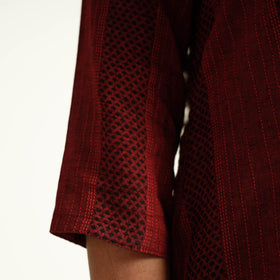 Maroon Jacquard Cotton Long Kurta