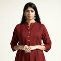 Maroon Jacquard Cotton Long Kurta