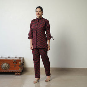 Buy Maroon Jacquard Cotton Co-Ord Set Online at iTokri.com