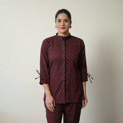 Buy Maroon Jacquard Cotton Co-Ord Set Online at iTokri.com