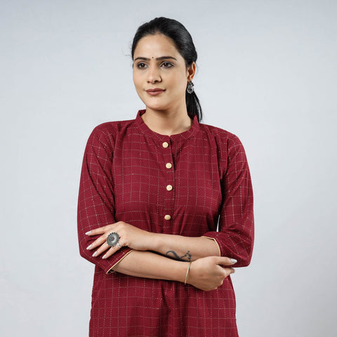 Buy Jacquard Cotton Long Kurta for Women