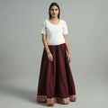 Maroon Jacquard Patchwork 24 Kali Cotton Long Skirt 