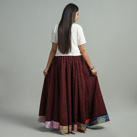 Maroon Jacquard Patchwork 24 Kali Cotton Long Skirt 