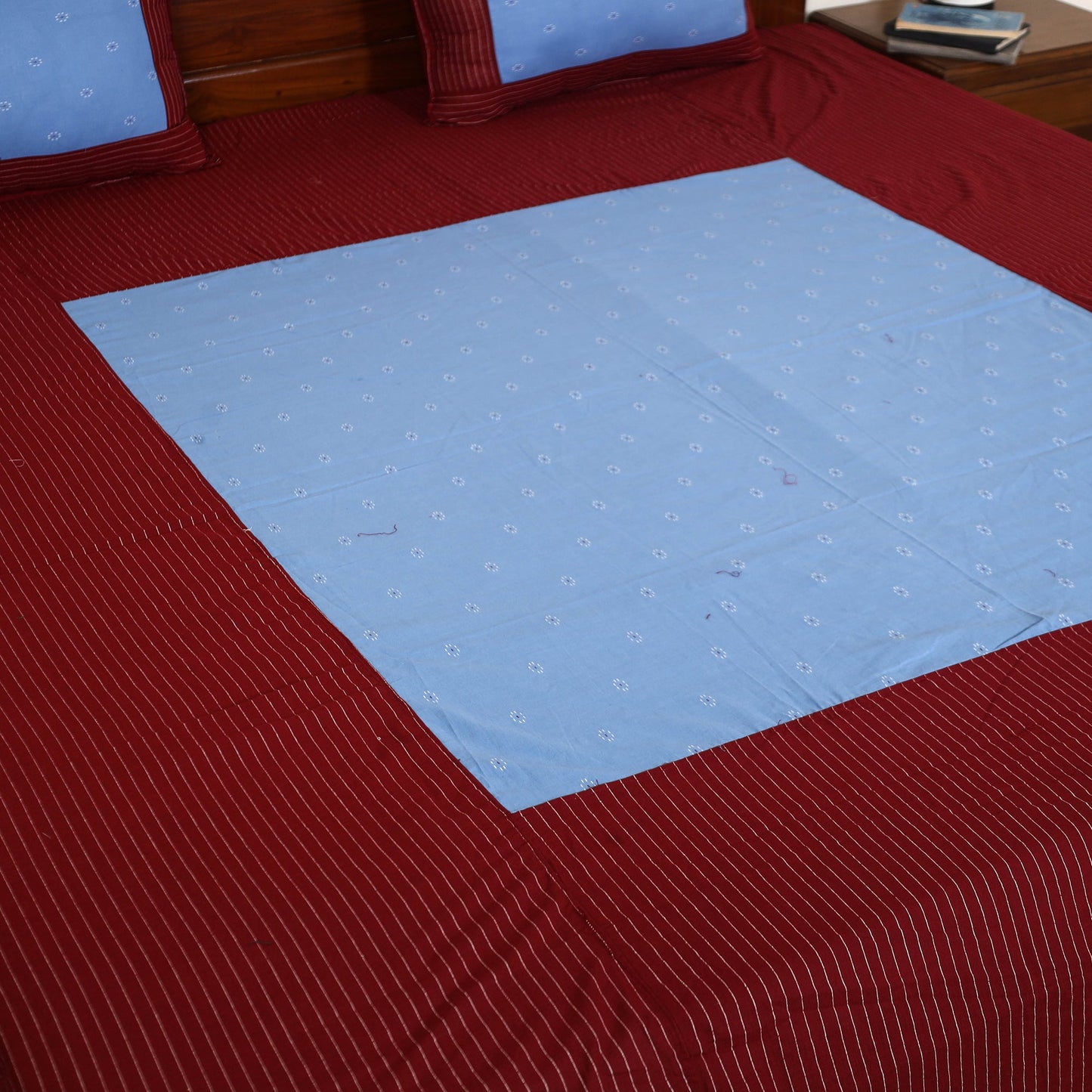 Buy Jacquard Patchwork Cotton Double Bed Cover with Pillow Covers (108 x 83 in) 07 Online at iTokri.com