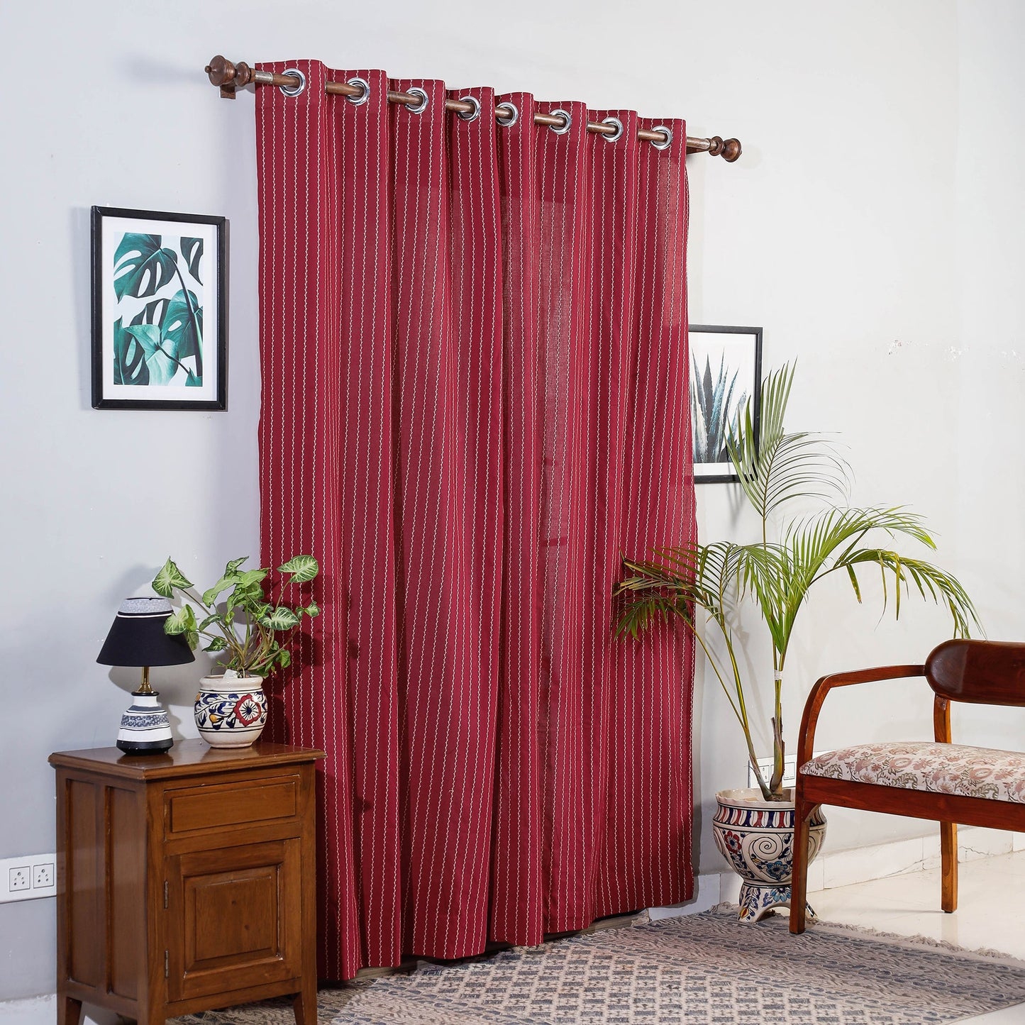 Jacquard weave cotton door curtain (7 x 3 feet) (single
