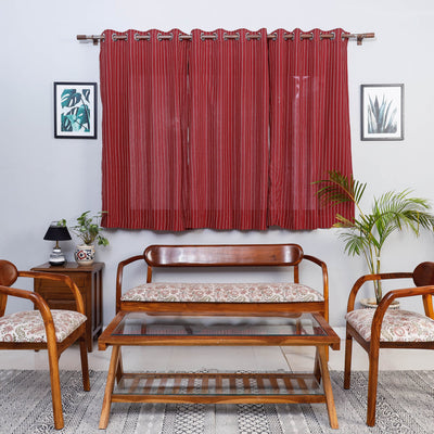 Maroon - jacquard weave cotton window curtain (5 x 3 feet)