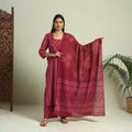  Maroon Jaipur Print Cotton Kurta Set