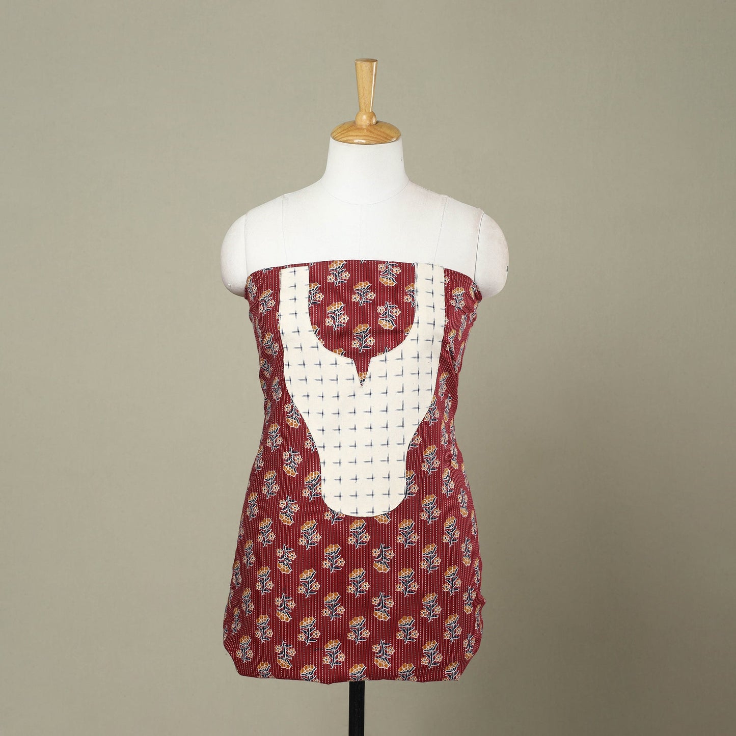 Buy Maroon Jaipur Print Patchwork Cotton Kurta Material