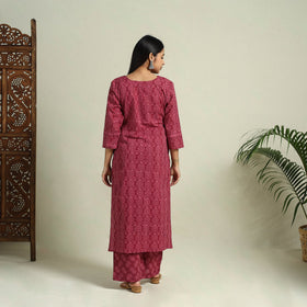  Maroon Jaipur Print Cotton Kurta Set
