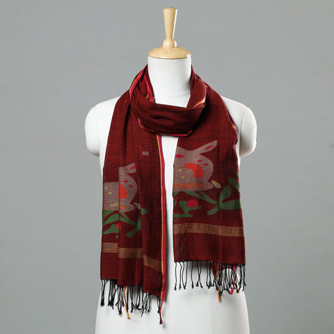  Jamdani Handloom Cotton Stole with Tassels 