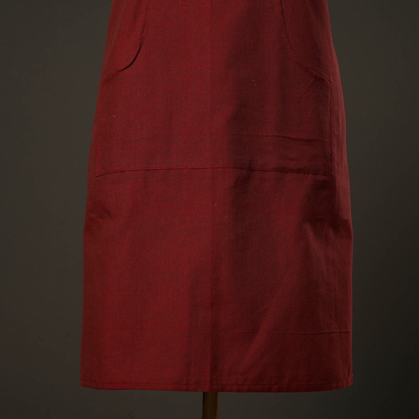 Maroon - jhiri handloom cotton apron with pocket 13