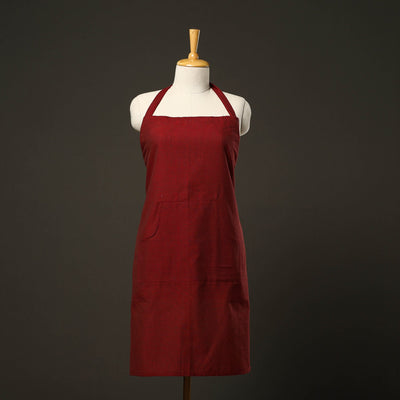 Maroon - jhiri handloom cotton apron with pocket 13