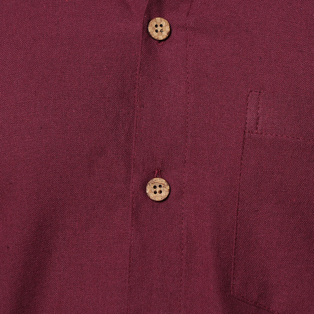 Maroon jhiri handloom cotton men full sleeve shirt