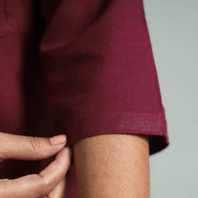 Maroon jhiri handloom cotton pintuck long kurta
