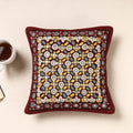 Maroon Kala Raksha Pakko Hand Embroidery Cotton Cushion Cover