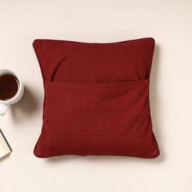 Maroon Kala Raksha Pakko Hand Embroidery Cotton Cushion Cover