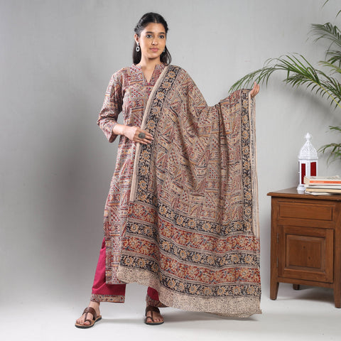 Maroon - kalamkari printing cotton kurta with palazzo &