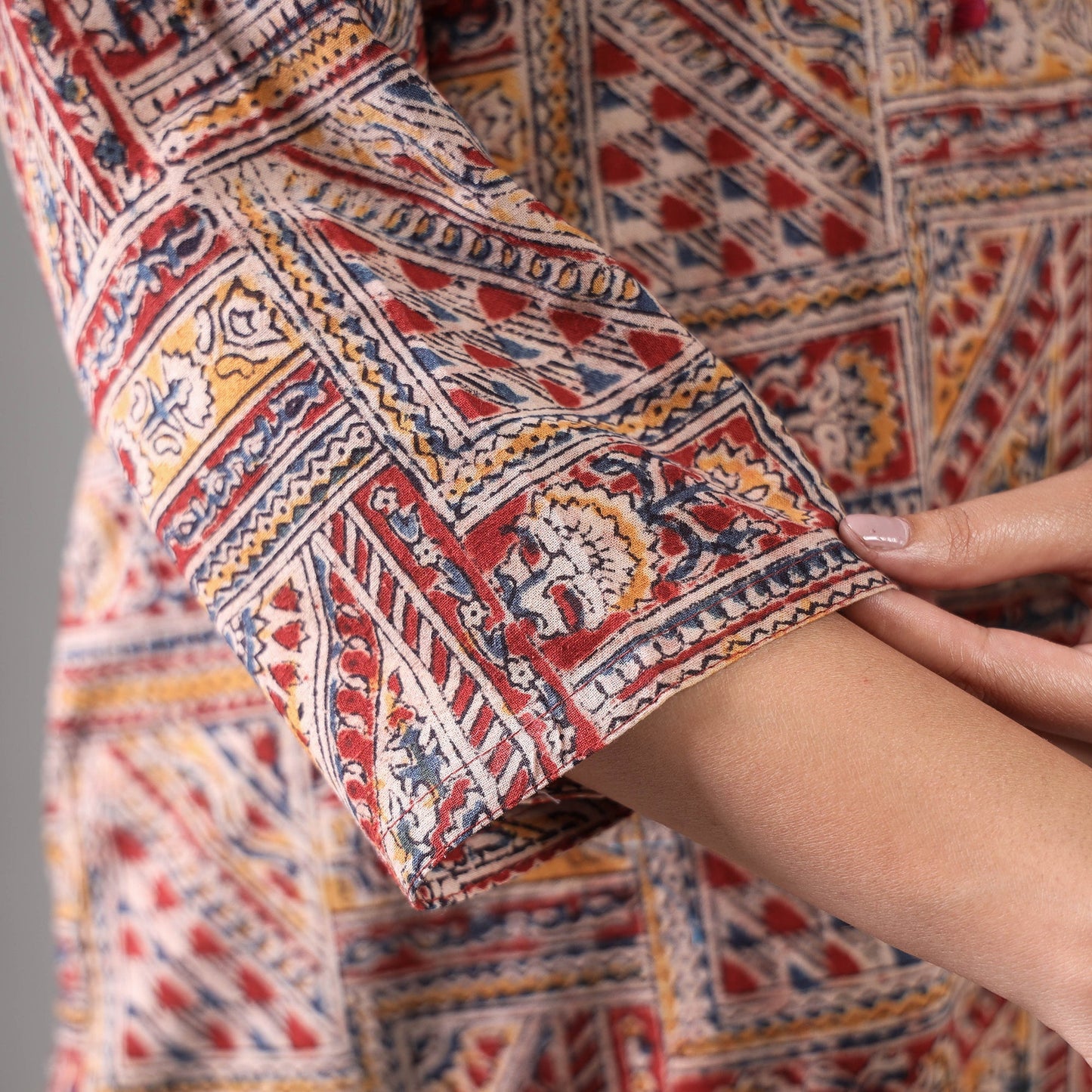 Maroon - kalamkari printing cotton kurta with palazzo &