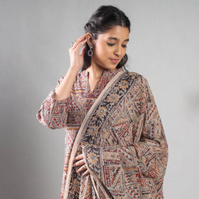 Maroon - kalamkari printing cotton kurta with palazzo &