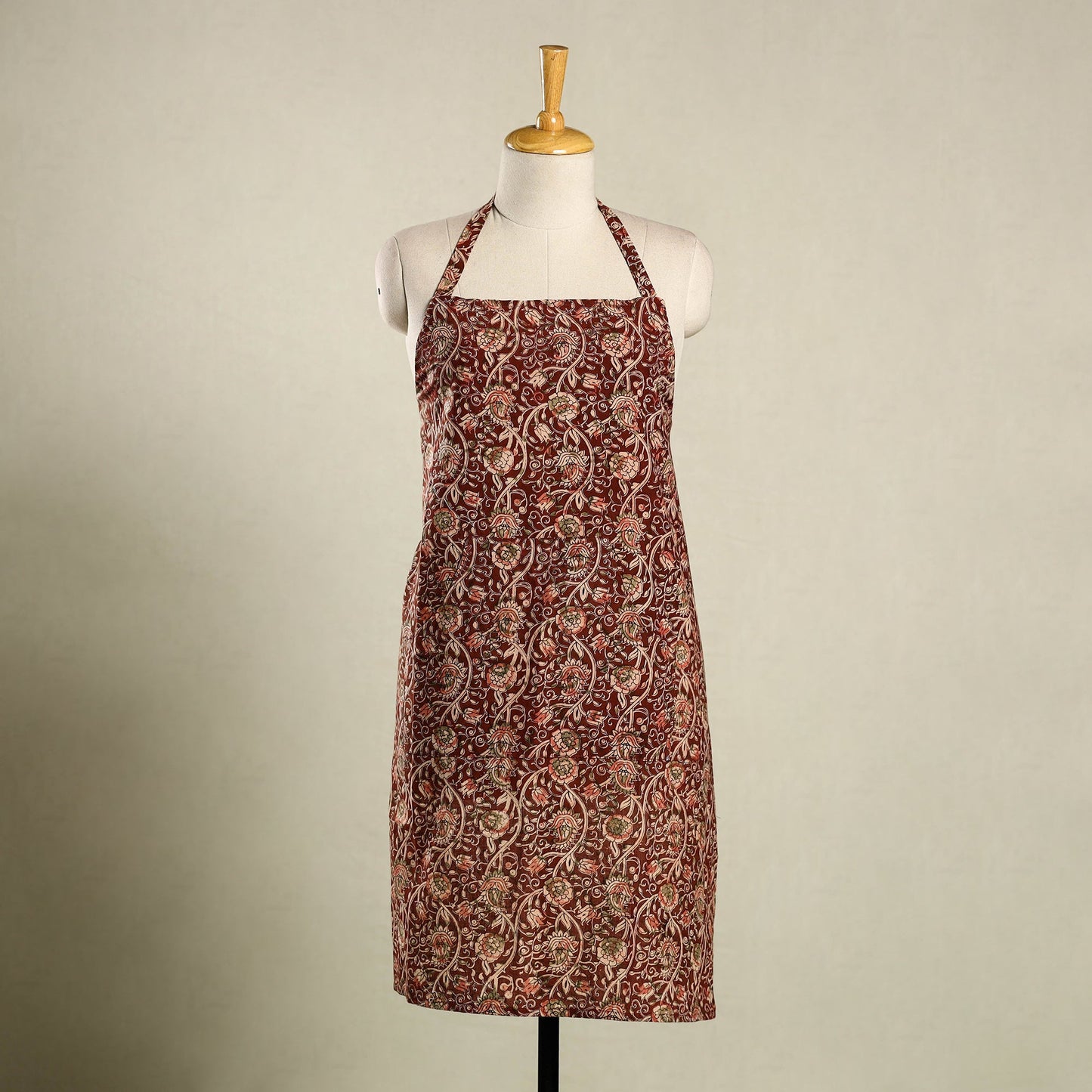 Maroon - kalamkari cotton apron with pocket 41 - handcrafted