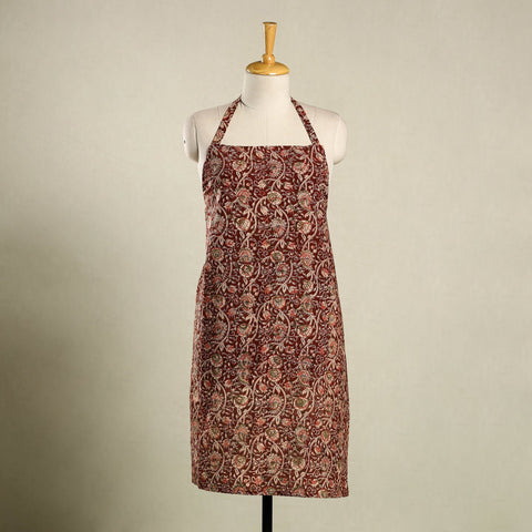 Maroon - kalamkari cotton apron with pocket 41 - handcrafted