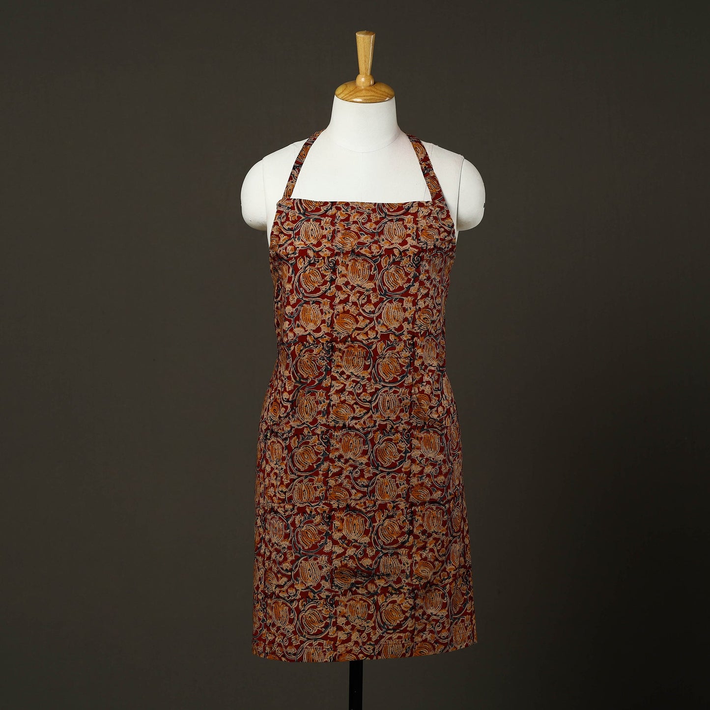 Maroon - kalamkari cotton apron with pocket 48 - handcrafted