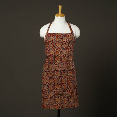 Maroon - kalamkari cotton apron with pocket 48 - handcrafted