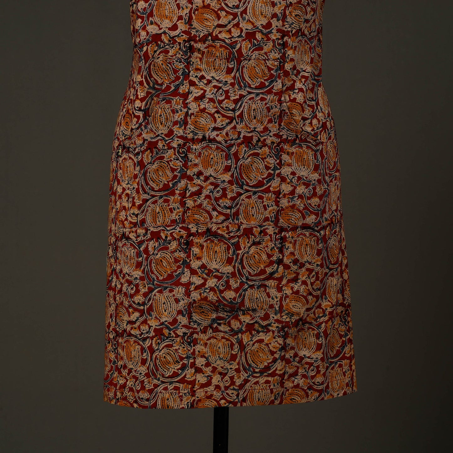 Maroon - kalamkari cotton apron with pocket 48 - handcrafted