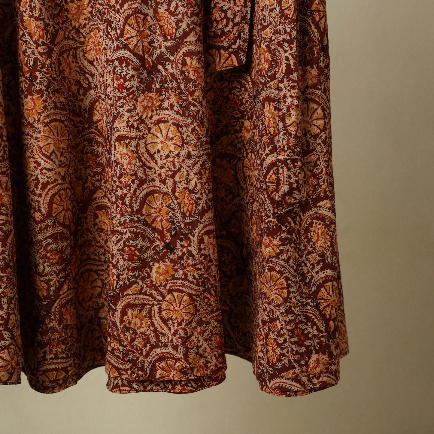 Maroon - kalamkari cotton wrap around skirt 54 - handcrafted
