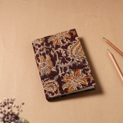 Maroon - Kalamkari Fabric Cover Handmade Paper Notebook (7 x 5 in)