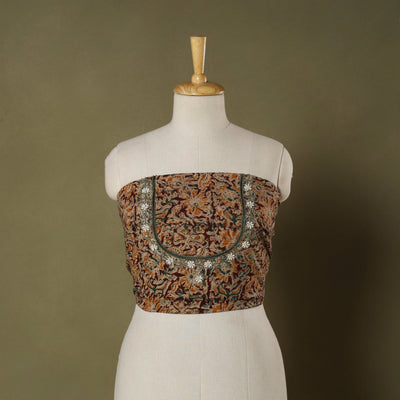 Kalamkari Print Hand Embroidery Cotton Blouse Piece 