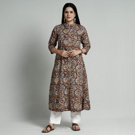 Buy Kalamkari Hand Block Printed Cotton Long Kurta For Women