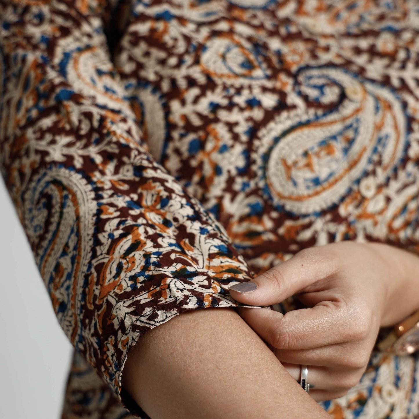 Buy Kalamkari Hand Block Printed Cotton Long Kurta For Women