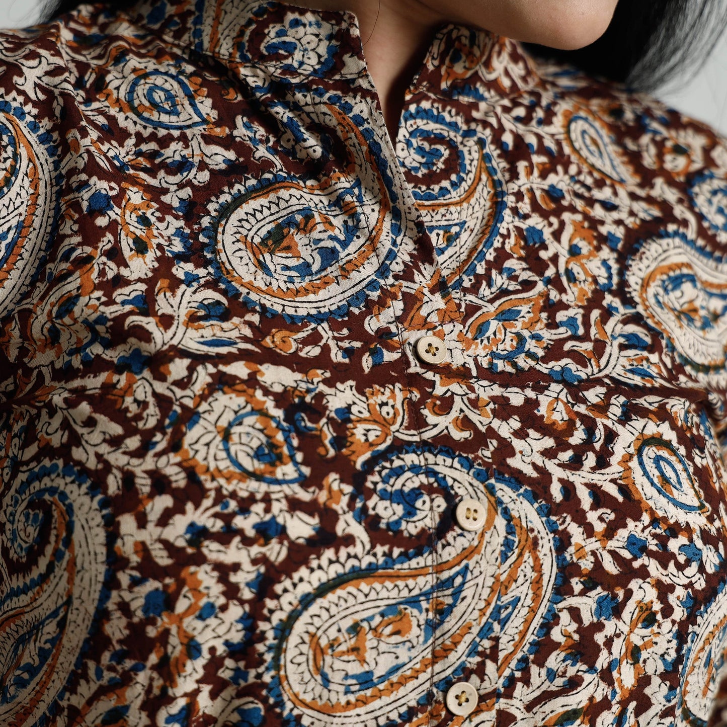 Buy Kalamkari Hand Block Printed Cotton Long Kurta For Women