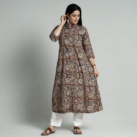 Buy Kalamkari Hand Block Printed Cotton Long Kurta For Women