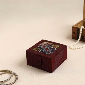 Maroon Kalamkari Handpainted Ghicha Silk Bangle Box (Small)