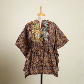 Buy Maroon Kalamkari Block Print Patchwork Cotton Kaftan